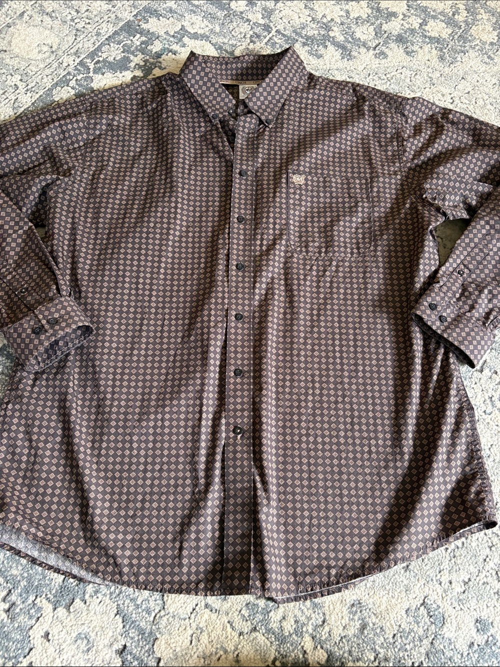 Cinch Brown Foulard Print Button-Front Western Shirt